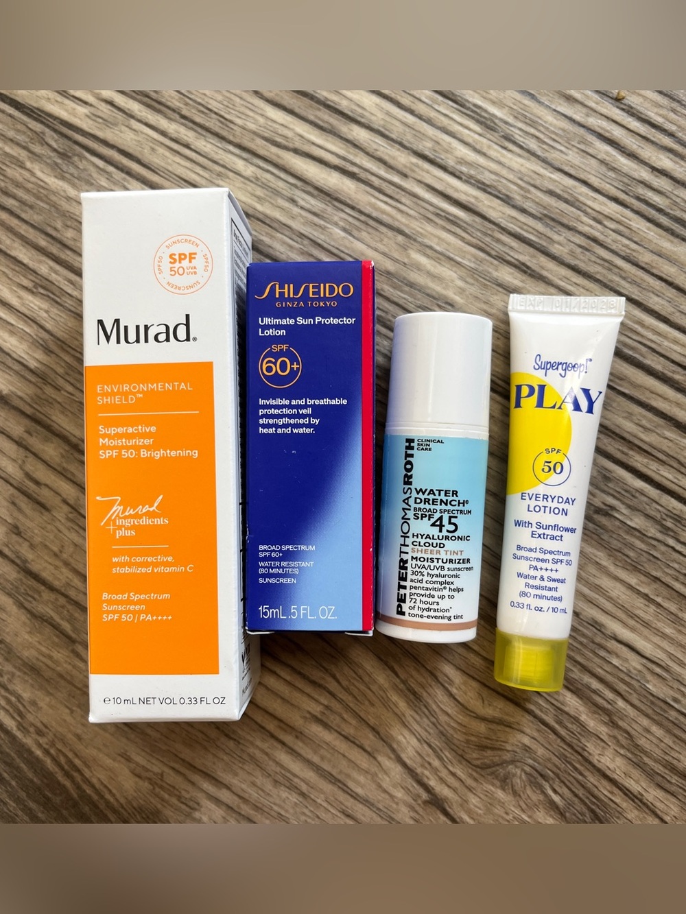 4pc Sunscreen Travel Bundle Set - Peter Thomas Roth, Shiseido, Supergoop, Murad